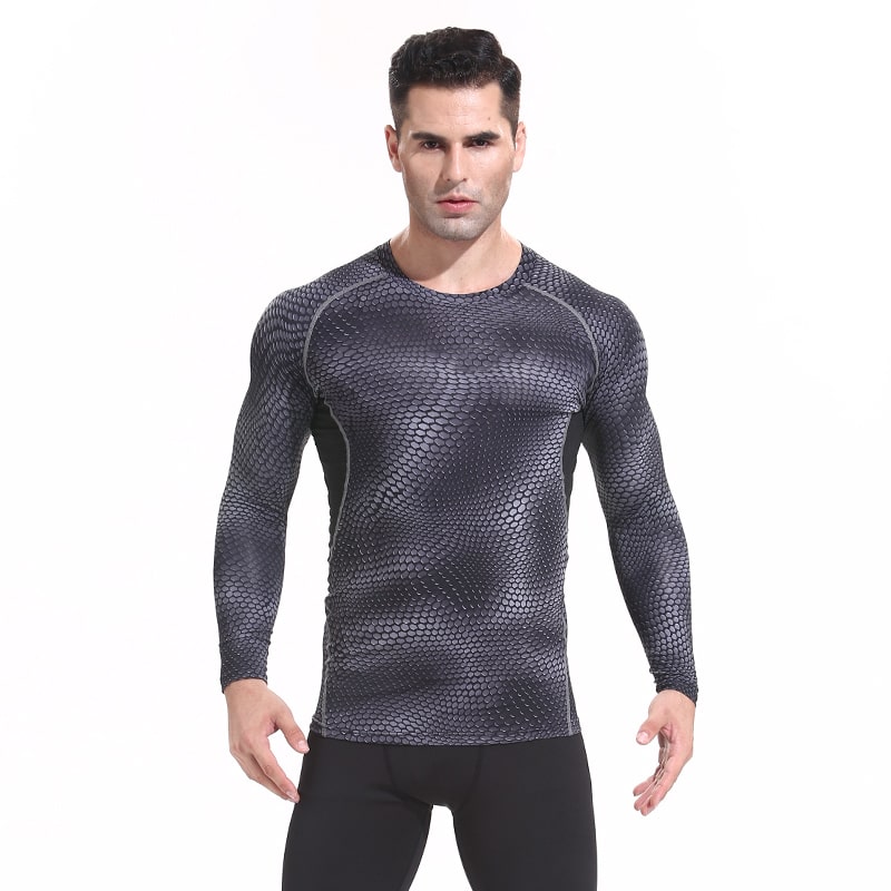 Long Sleeve Polyester Material Slim Fit Men's T-Shirt